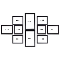 ABHINAVA ONLINE Abhinava Synthetic Wood Photo Frames for Wall & Table - Set of 10 - 5"x 7" & 6"x 8" & 5"x 7" & 4"x 6", BLACK